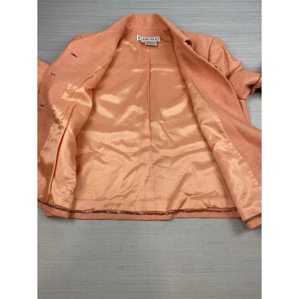 Carlisle 100% Silk Jacket Blazer Lightweight Classic Peach‎ Timeless Size 10
